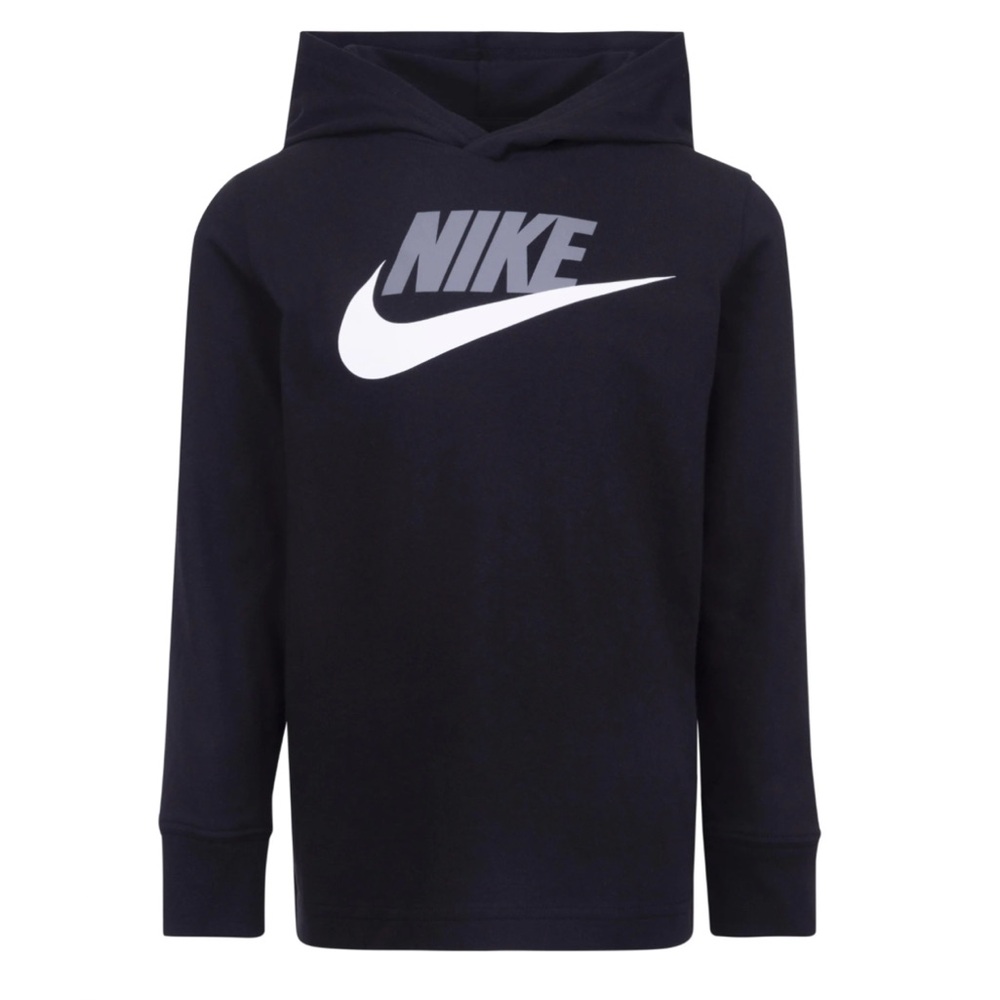 NWT Nike Kids Dark Black Long Sleeve Hooded Shirt Size 6 Boy Girl New